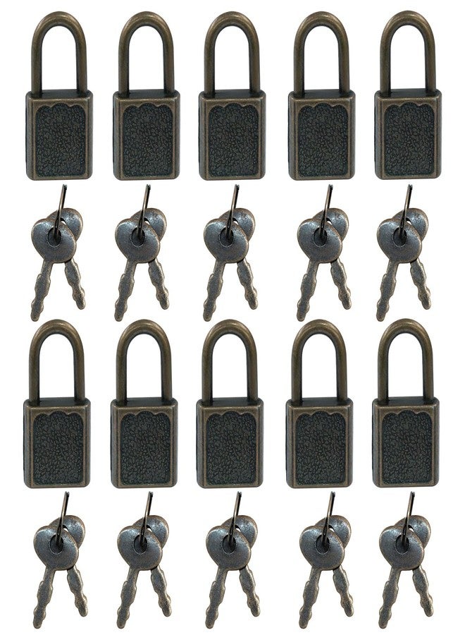 Litoexpe 10 Pcs Mini Cute Diary Padlock Tiny Small Luggage Locks with Keys, Small Metal Padlock Solid Luggage for Jewelry Boxes Decor (Bronze) - Image 1